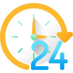 A headset or speech bubble icon for 24/7 support