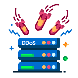 Multiple arrows pointing at a server, being blocked by a shield