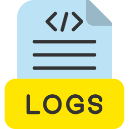A logbook or a list with a magnifying glass icon
