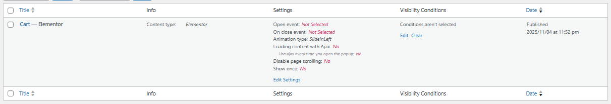Enabling AJAX and Force Loading in popup settings